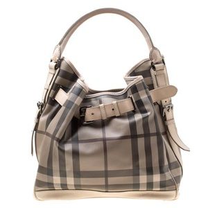 Burberry Beige Smoked Check & Leather Walden Hobo